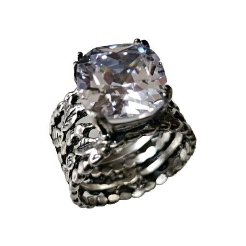 YAM Michal & Yuval 925 Sterling Silver Vintage Israel CZ Ring Size 9